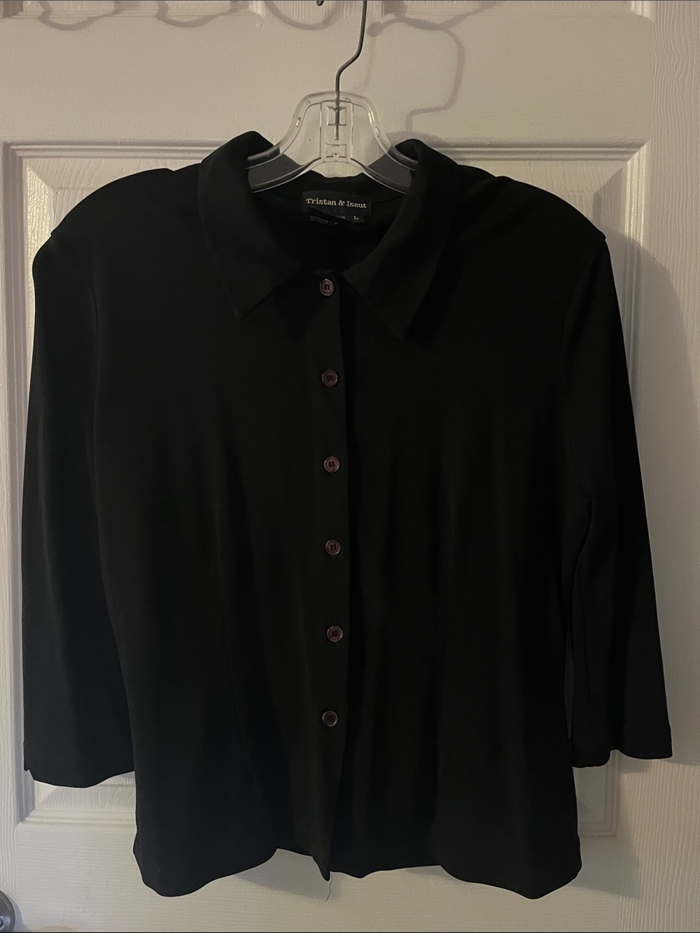 Vintage Tristan & Issac Women’s Black Button-Down Shirt
